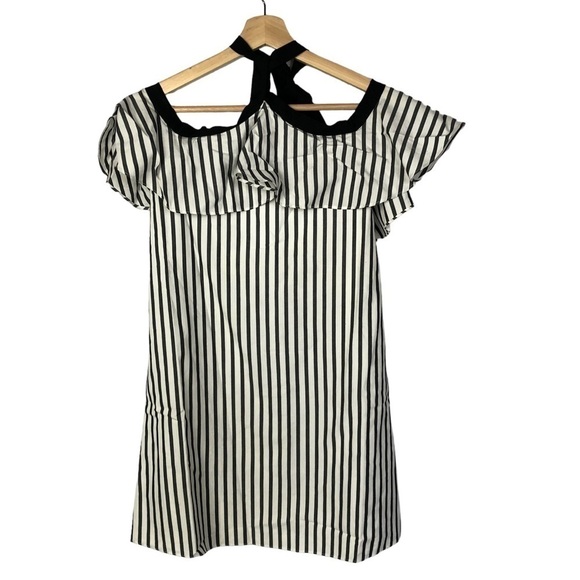 Alice + Olivia Alexis Black & White Stripe Halter Mini Dress XS - Picture 4 of 6